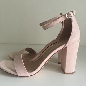 Pink High Heels with Block Heel Pumps (Ema Blush)